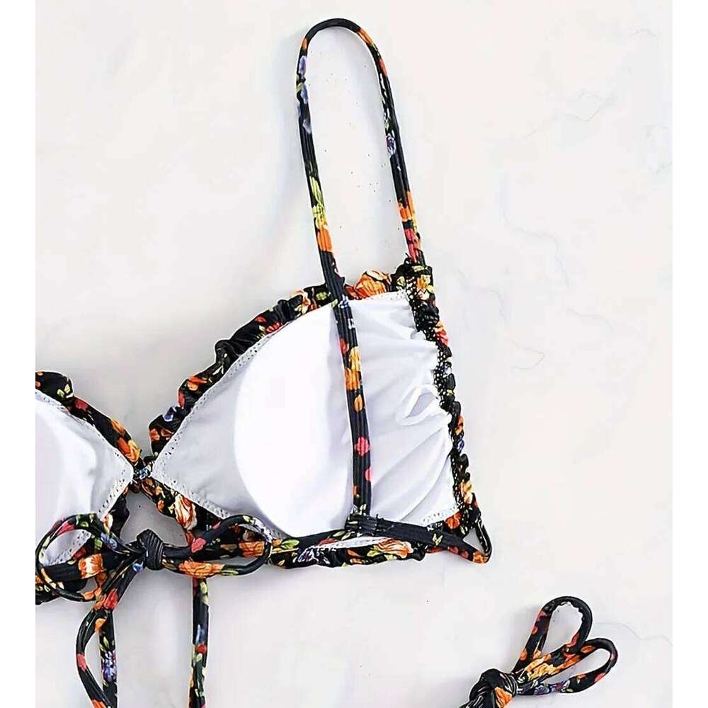 Sexy Floral Print Push Up Bikini Sets Women Swimwear Two Pieces Swimsuit Low Waist Bather Beach Bathing Suit Summer 2025 New C260207