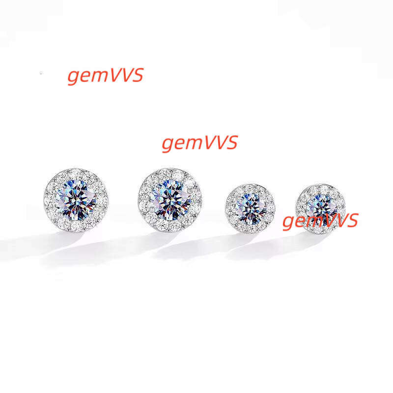 New S925 Silver Round Moissanite Diamond Single High-End Earrings, Jewelry, Wedding Jewelry