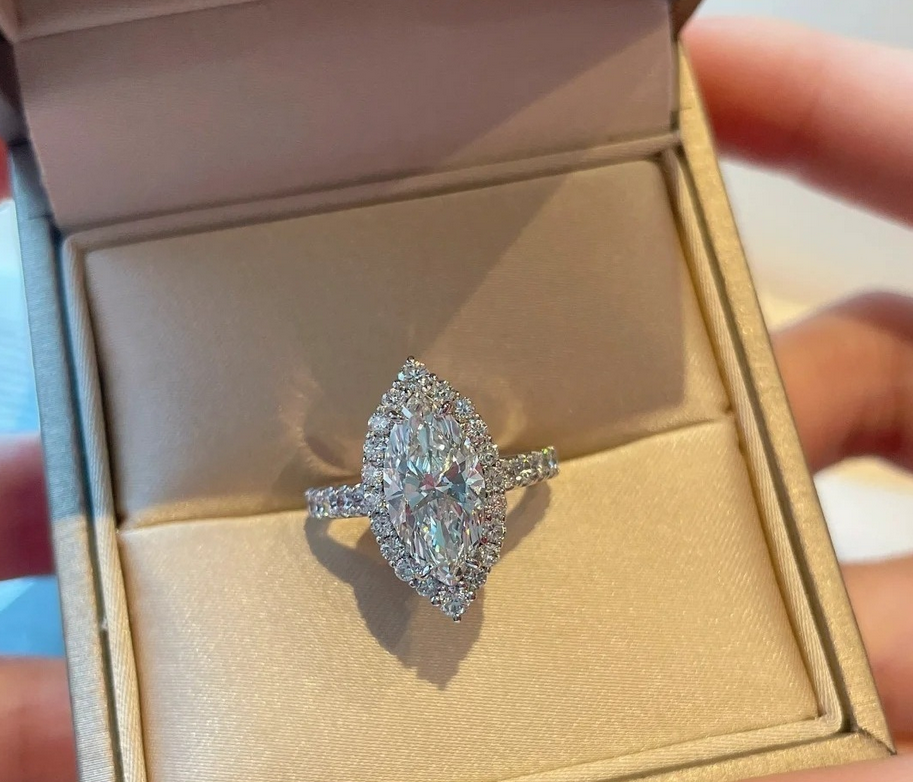 Choucong Sparkling Wedding Rings Luxury Jewelry 18k White Gold Fill Marquise Cut White 5A Zircon CZ Diamond Gemstones Elegant Eternity Engagement Band
