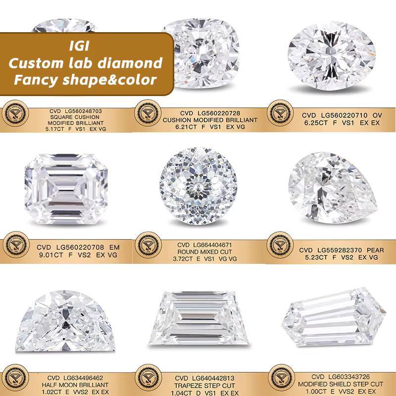 D VVS Color 1CT 15CT 2CT 3CT 4CT 5CT 6CT 7CT 8CT Loose CVD Synthetic Wholesale IGI Certified Lab Grown Diamond