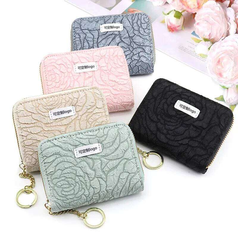 ins Korean Style Flower Money Holder Wallets Ladies Mini Short Change Bag Female Card Coins Purse for Women Y260206