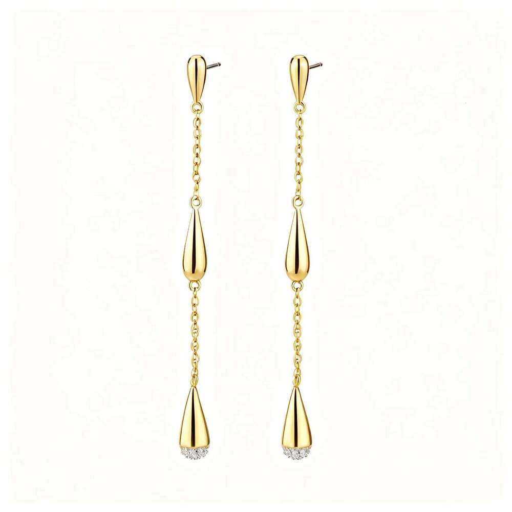 Fine S925 Silver Hypoallergenic Stud Jewelry 18K Gold Plated Teardrop Round Cut 1Mm VVS GRA Moissanite Dangle Earrings 12/15