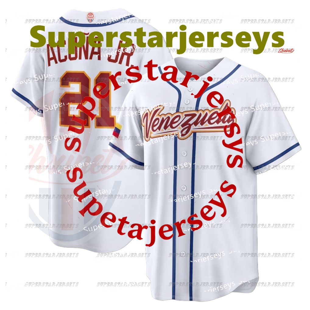 Ronald Acuna Jr. Custom 2026 WBC Baseball Jersey Luis Arraez Andres Gimenez William Contreras Jackson Chourio Willson Contreras Andres Machado 66