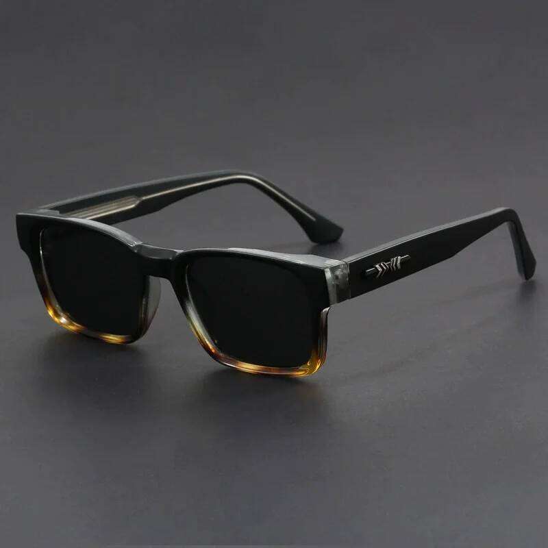 Fashionable Retro Square Black and Leopard Print Full Frame Anti-Uv Sunglasses for Men Japanese Simple Literary Style Shades Y260207