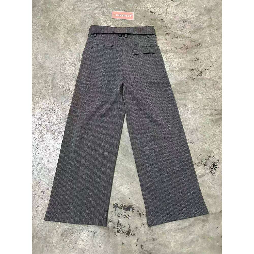 Men's Foldable Design Commuting Style Casual Pants Retro High Waist Bottoms Y2k Personality Autumn Male Straight Trousers