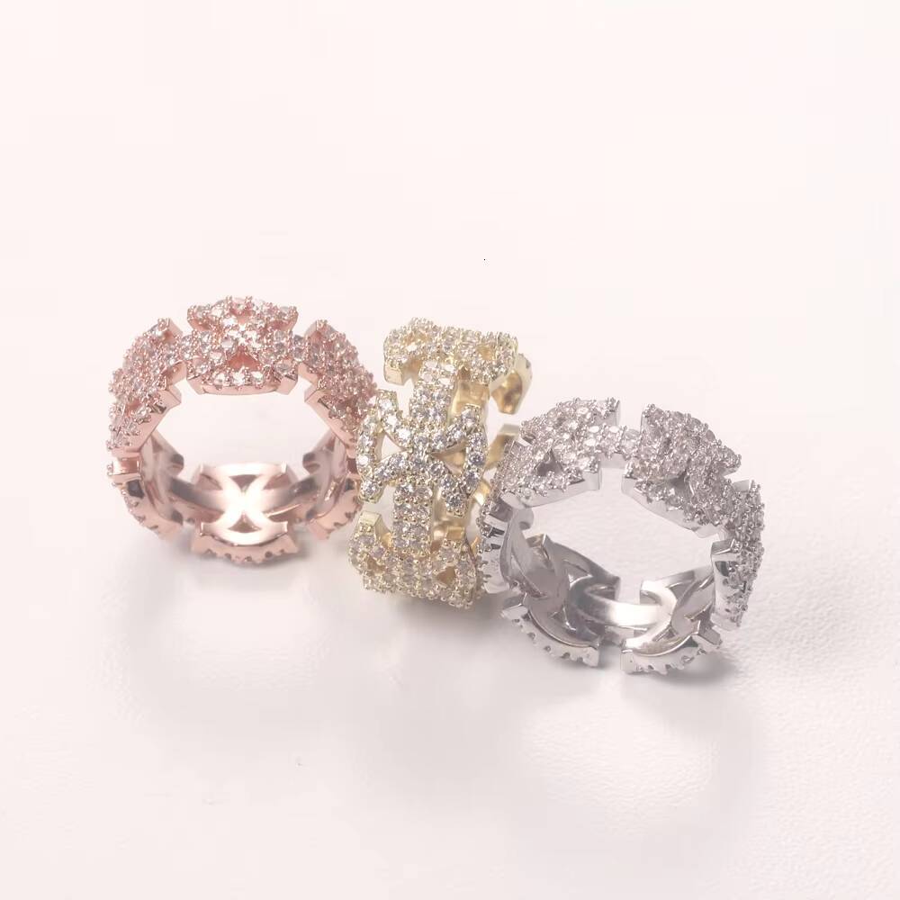 2022 New Rings High Quality CZ Ring Copper Gold Color Iced Out Cubic Zirconia Fashion Men Women Hip Hop Jewelry Gifts