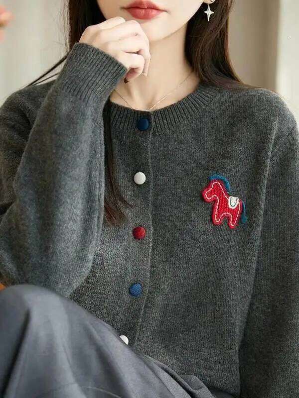 Knitted Sweater Round Ne Open Cardigan Women's Loose Woolen Designer Fashion Coat Casual Sle Long Sve Winter Top