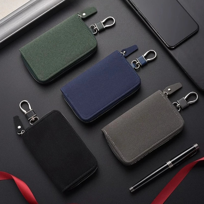 Leather Keychain Men Women Key Holder Organizer Pouch Large Capacity Car Key Wallet Housekeeper Key Case Mini Card Bag 260129