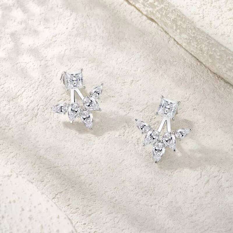 Unique Design Moissanite Simple High-End 925 Sterling Silver Jewelry Women's Exquisite Light Luxury Style Earrings
