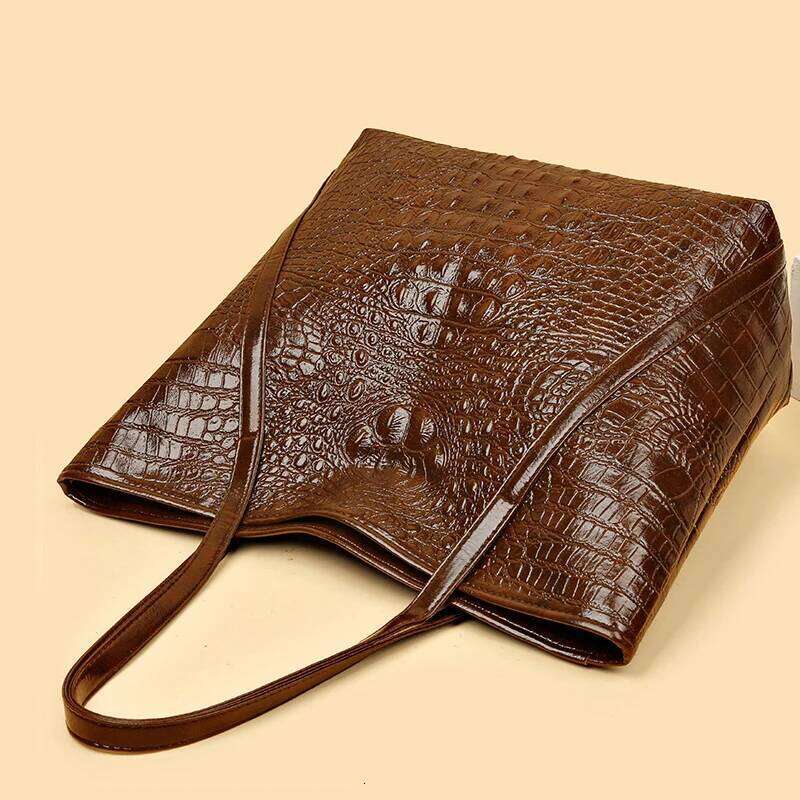 Simple Versatile Crocodile Print Tote Large Capacity Fashion Handbag Vintage Design Shoulder Women's Bag C260207