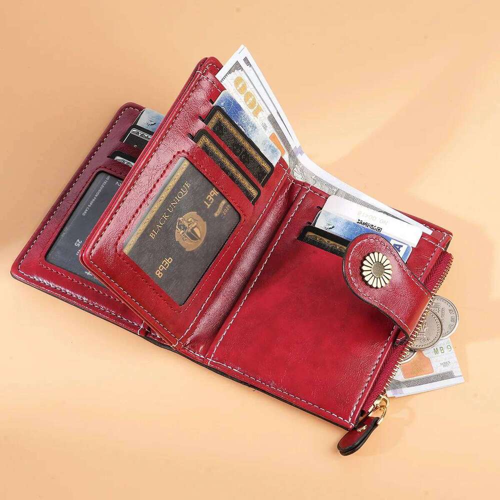 Fashionable Retro Wallet Women's Compact Zipper Multi-Functional Coin Purse Card Holder Urban Simple Style Color Daily Match Y260206