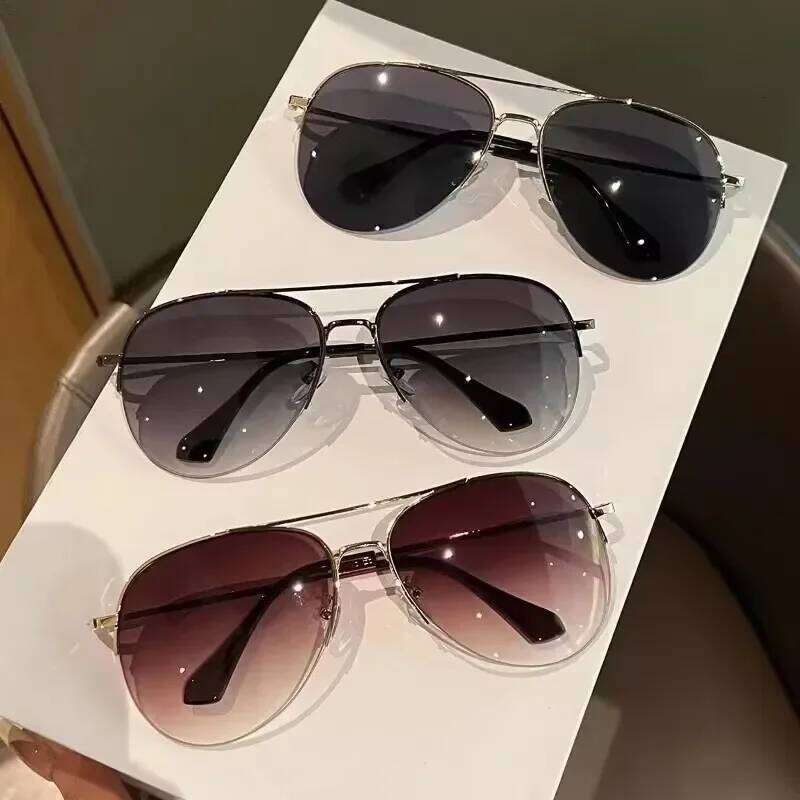 2024 New Fashion Gradient Lens Pilot Sunglasses Vintage Cycling Driving Shades Sun Glasses Unisex UV400 Protection Eyewear Y260207