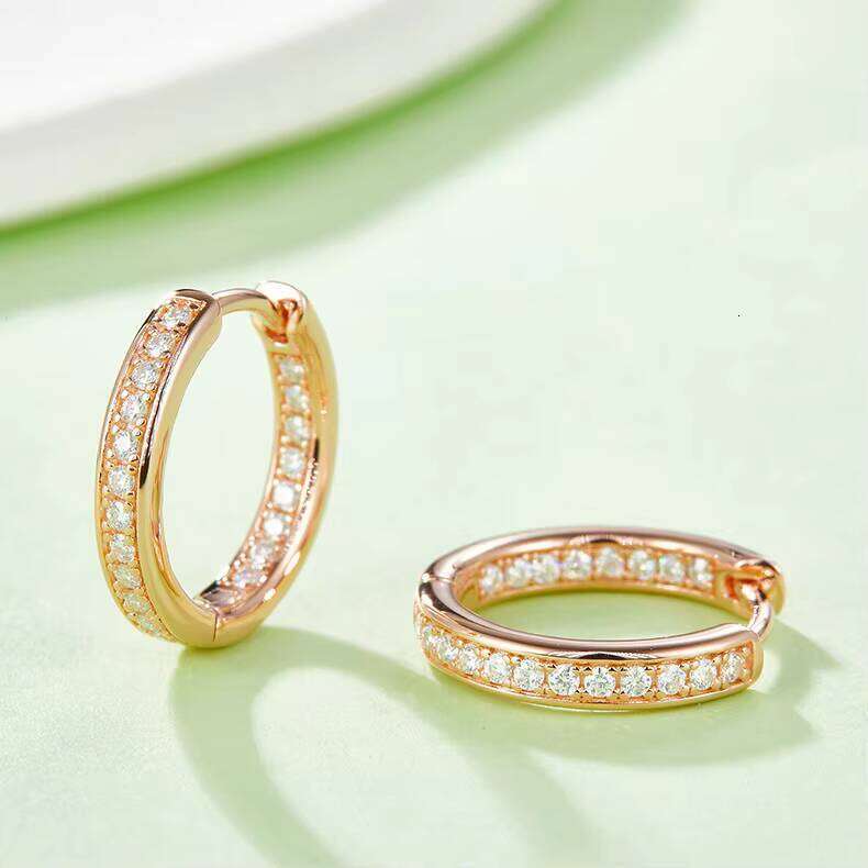 0.32Ct Diamond Earring 925 Silver Jewelry Women Engagement Huggie Hoop Earrings With Moissanite