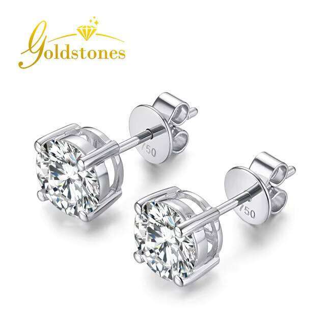 Classic Style White Moissanites Custom Jewelry 6.5 Mm VVS Round Moissanite Earrings