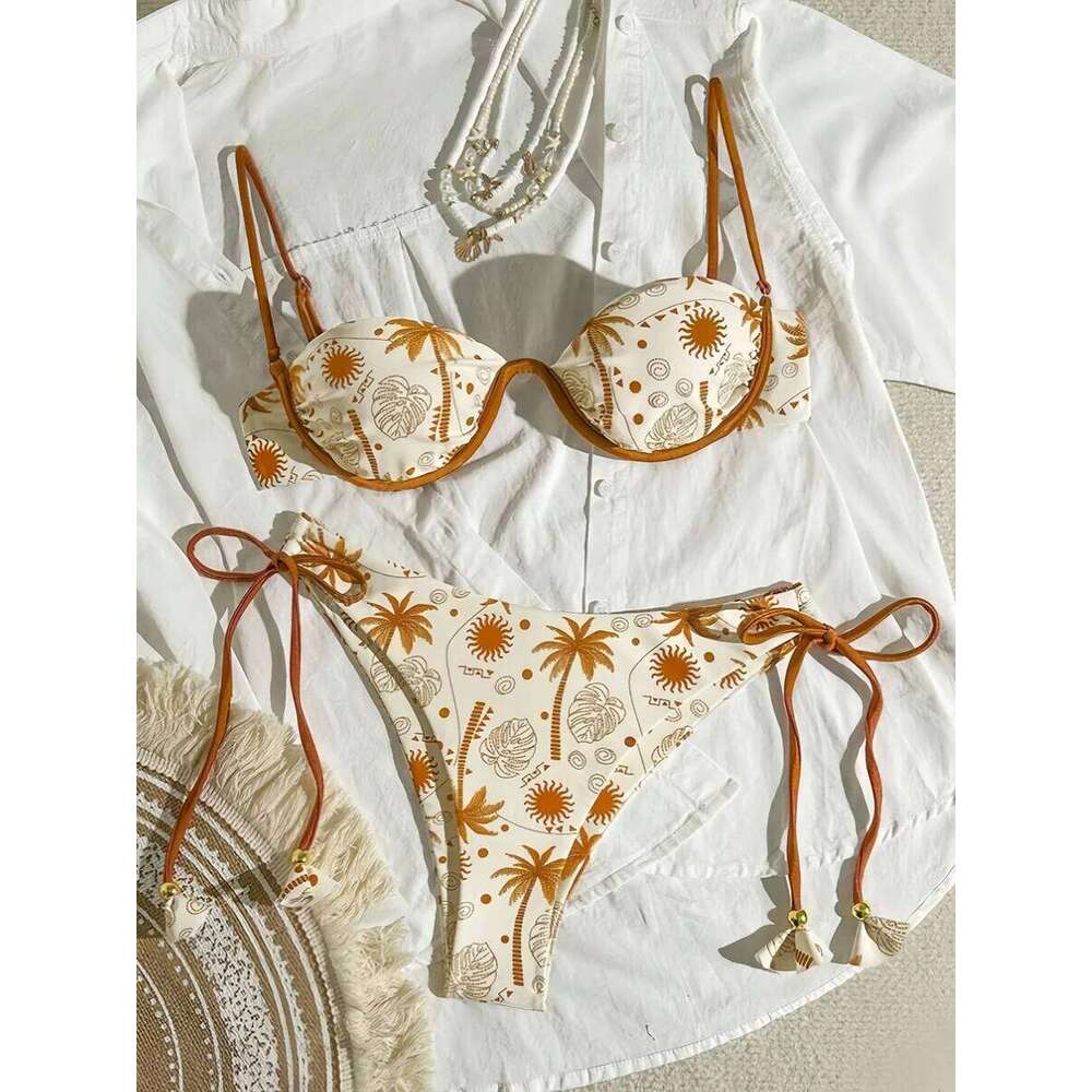 Sexy Women Swimsuit Female Print Swimwear Push Up Brazilian Micro Beachwear Bikini Set Biquini Swimming Suit C260207