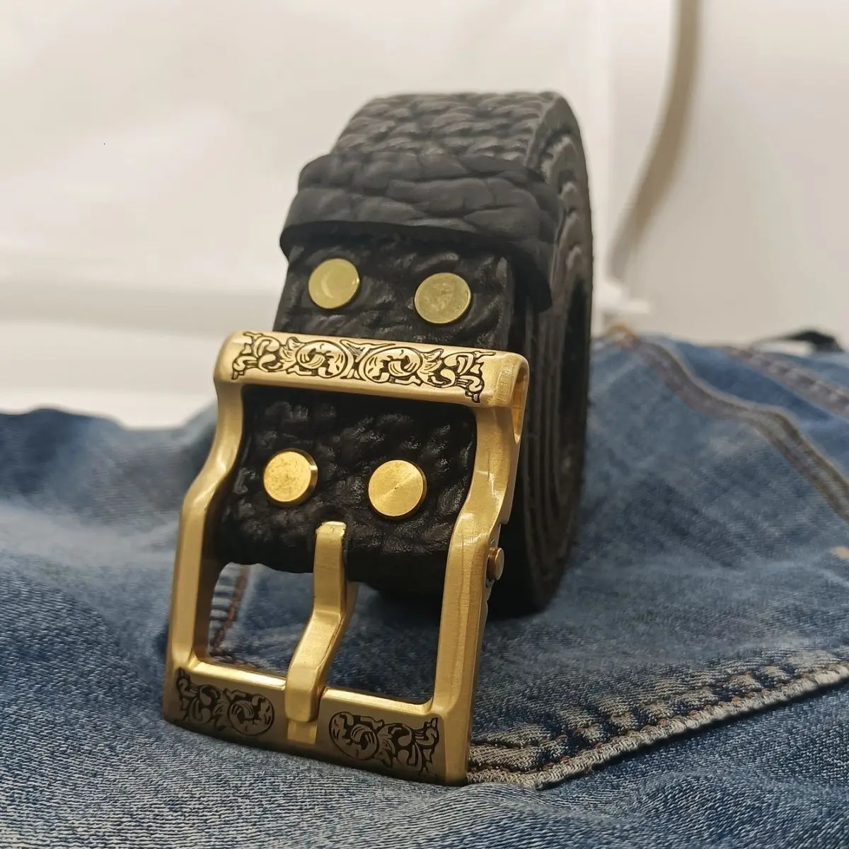 38CM Thicken Private Customized Handmade Leather Belt Men Western Cowboy Belt for Jeans Wide 5 Holes Gift Box Packaging 260124