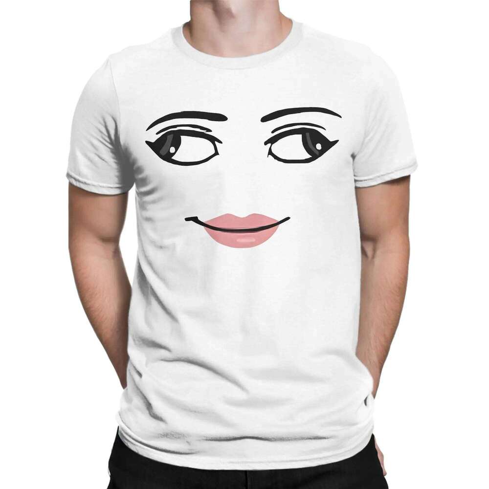 Vintage Funny Girl Robot Face Meme Tshirts Men Round Neck Short Sleeve 100%Cotton Summer Tops Shirts C260207