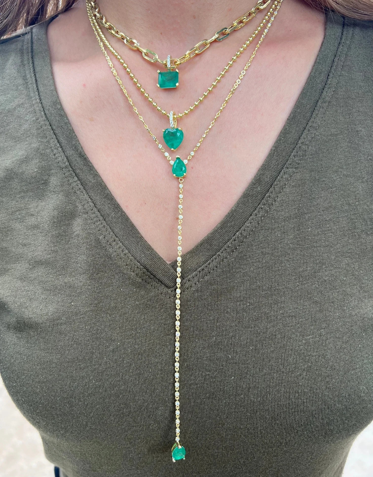 Bezel 5A Cubic Zirconia Round CZ Station Chain Green Tear Drop Stone Sexy Women Long Y Lariat Necklace Selling 260107