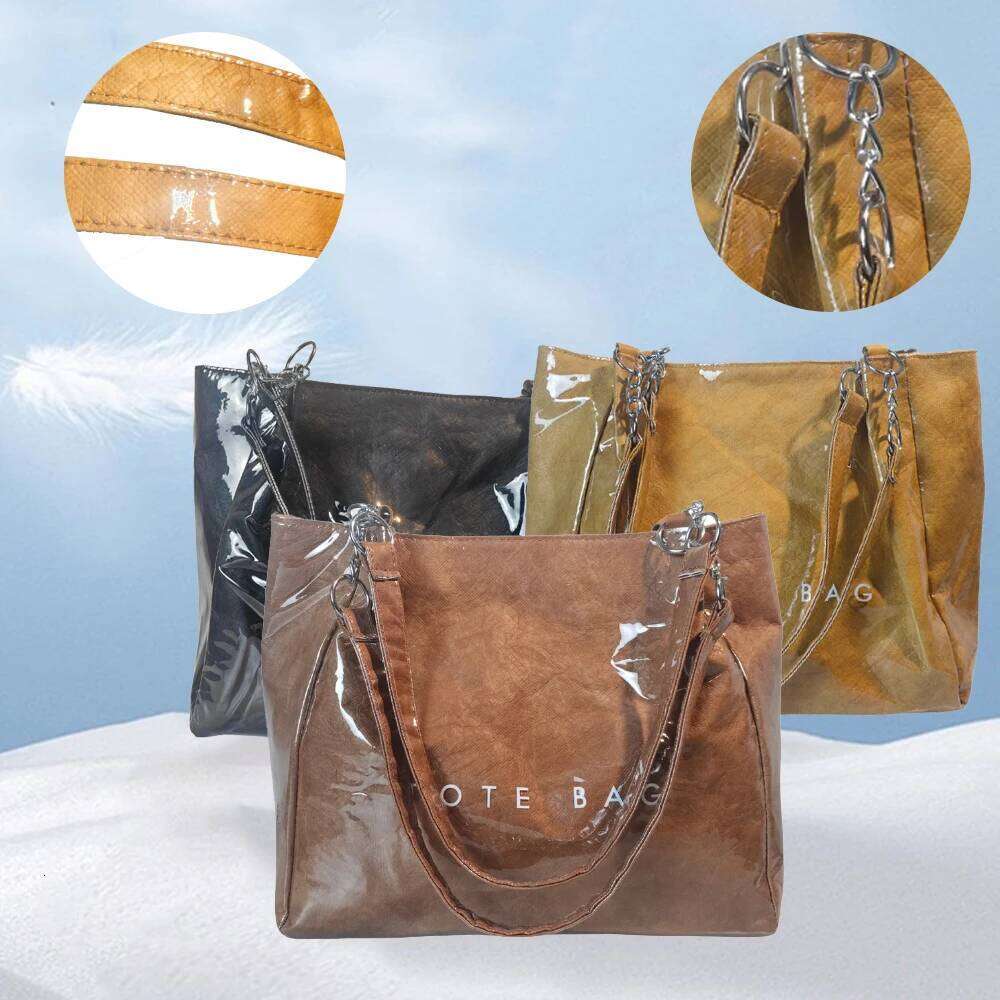 New chain hand bill of lading shoulder women's retro simple large Tote bag C260207