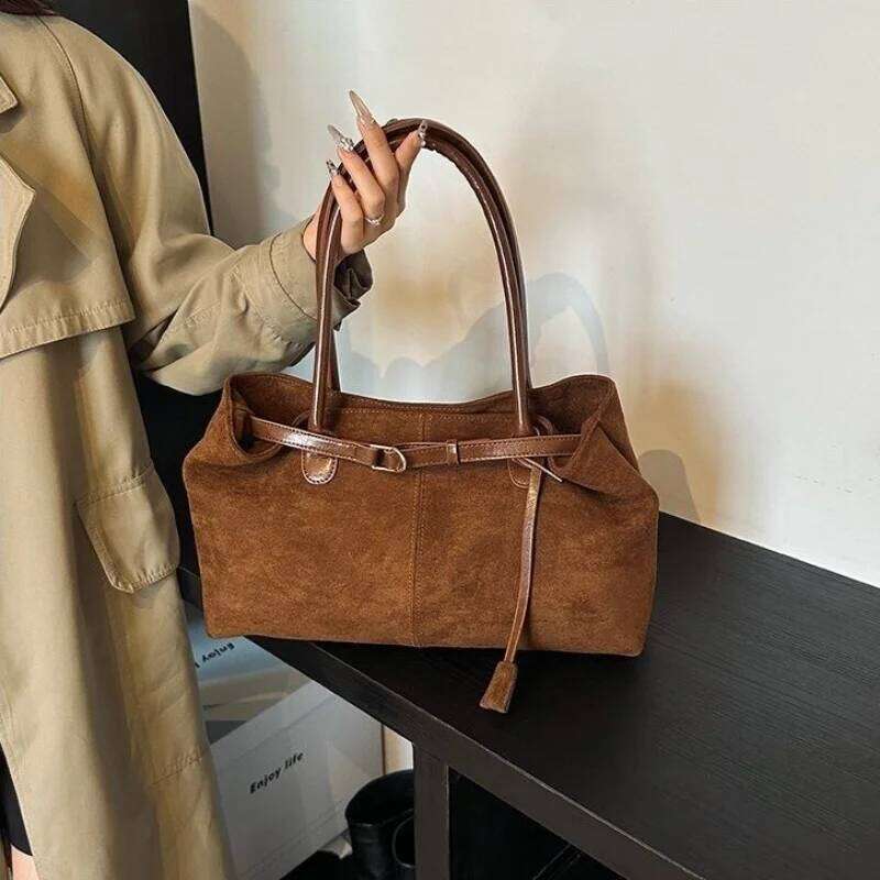 Fashionable Retro Suede Popular European And American Large-capacity Autumn/winter Tote New Simple Commuter Shoulder Bag C260207