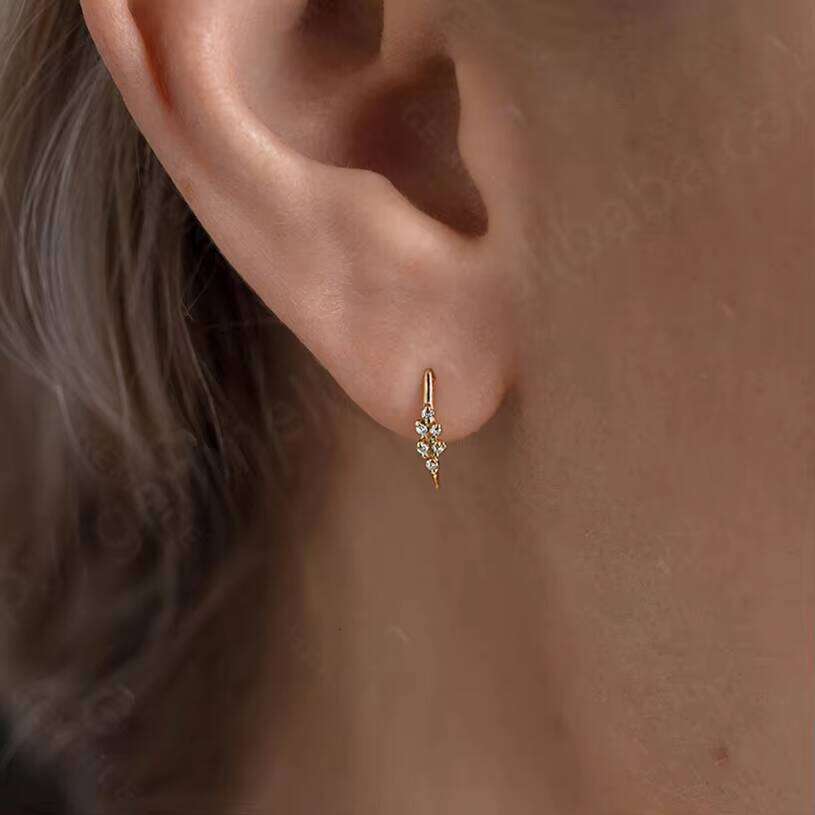 Gemnel Statement 925 Sterling Silver Cluster Diamond Threader Stud Earring