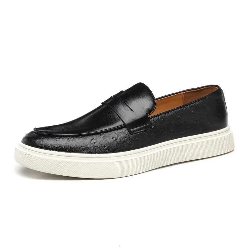 Fashion Mens Casual Shoes Embossed Leather Men British Style Penny Loafers Slipon Thick Sole Outdoor Flats 260126 - view 6