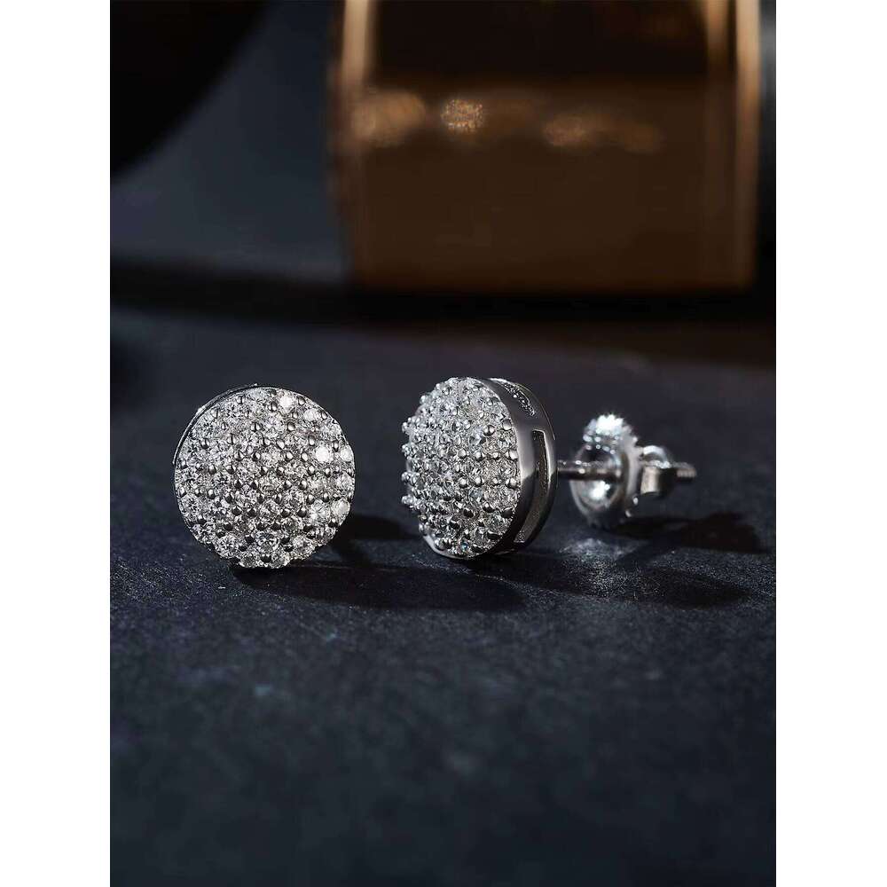925 Sterling Silver Moissanite Diamond Stud Earrings Classic Style Screw Back With Iced Rhodium Plating Fine Jewelry