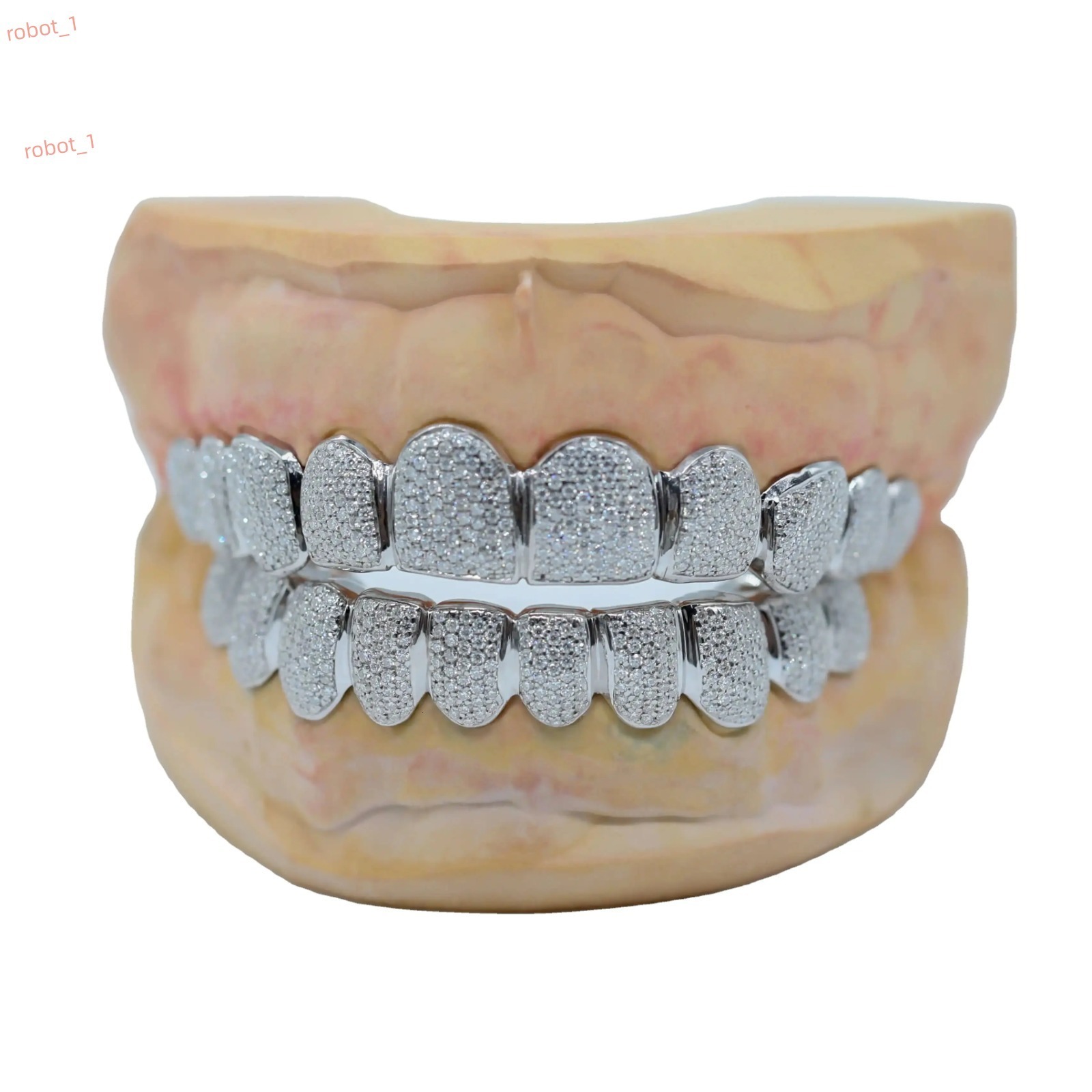 Handmade 925 Silver Fine Grillz Hip Hop Iced Out Moissanite Diamond Teeth Decoration Bling Out Bright Shine Teeth
