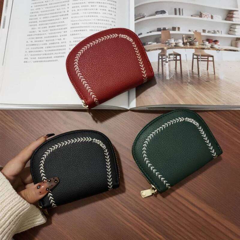 Multi Slot Holder Vintage Women Small Business Bank Credit Card Bag Coin Pouch Solid Leather Zipper Wallet Y260206