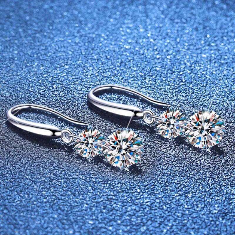 Elegant And Graceful 925 Sterling Silver Dangle Earrings GRA Moissanite Drop Jewelry For Women Cute Clear