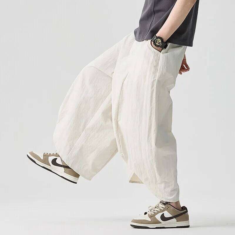 2026 Summer Wide Leg sales Casual Japanese Styles Samurai Costume Harun Pants Men Lantern Trousers Sweatpants
