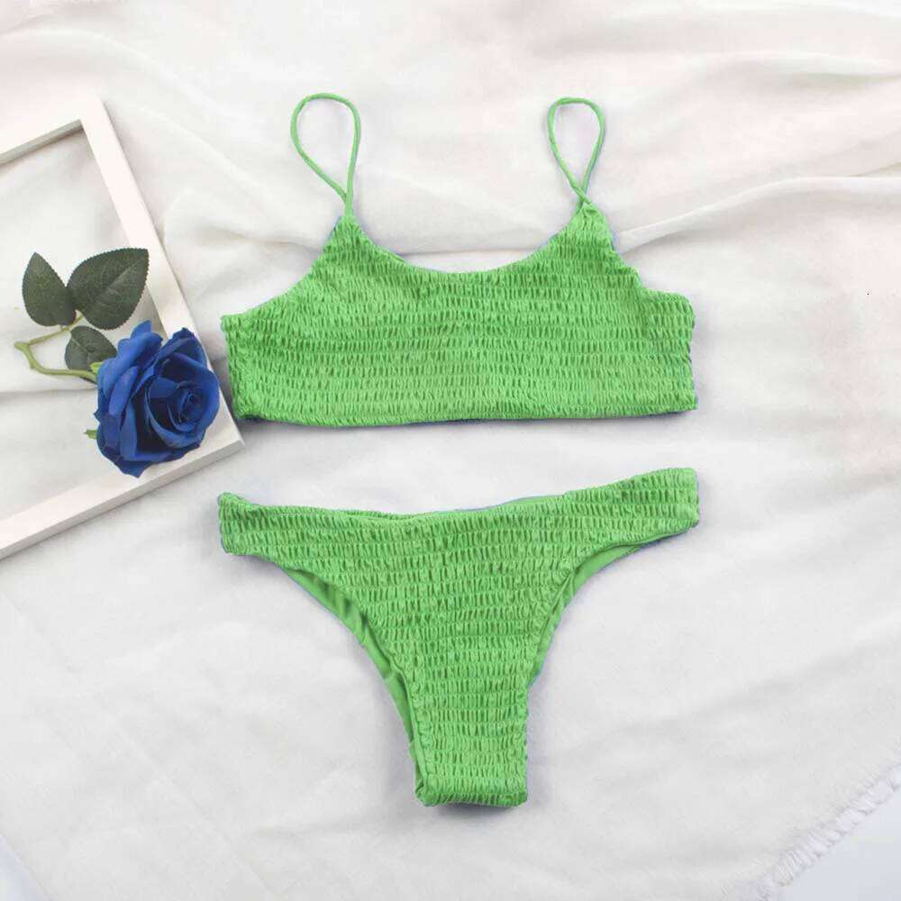 Sexy Pleated Bikinis 2026 Mujer Swimsuit Swimwear Women Female Brazilian Bikini Set Beach Wear High Cut Bathing Suit 313 C260207
