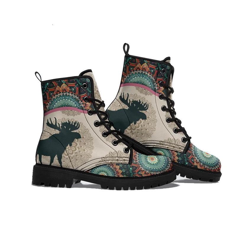 Street style fashionable and versatile print boots casual midcalf for men women Autumn winter 260208