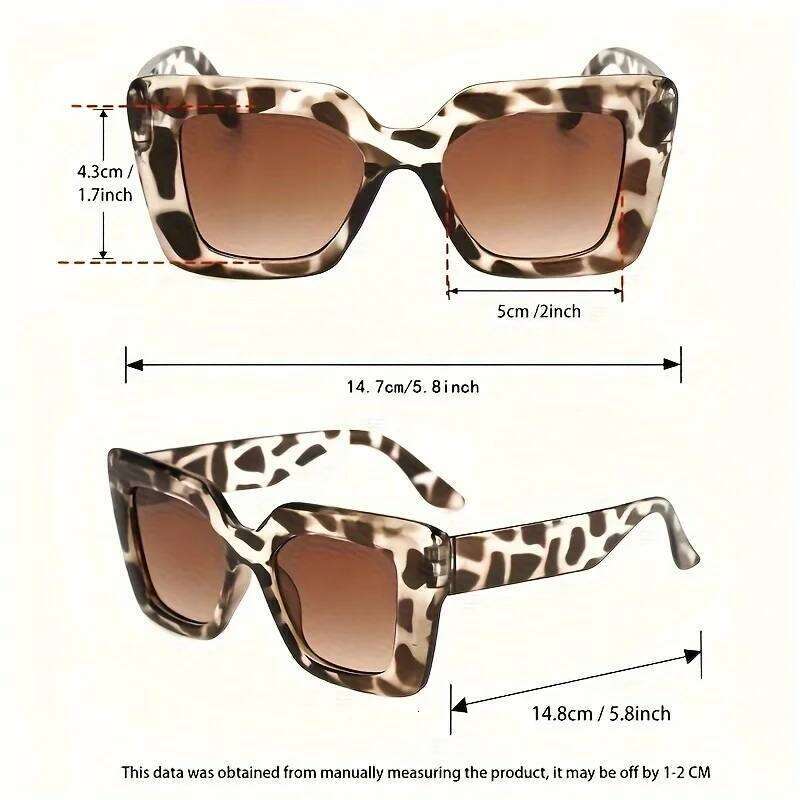 Leopard Retro Oversized Fashion Women Chic Large Frame Glasses Perfect For Vacation Beach & Travel Y260207