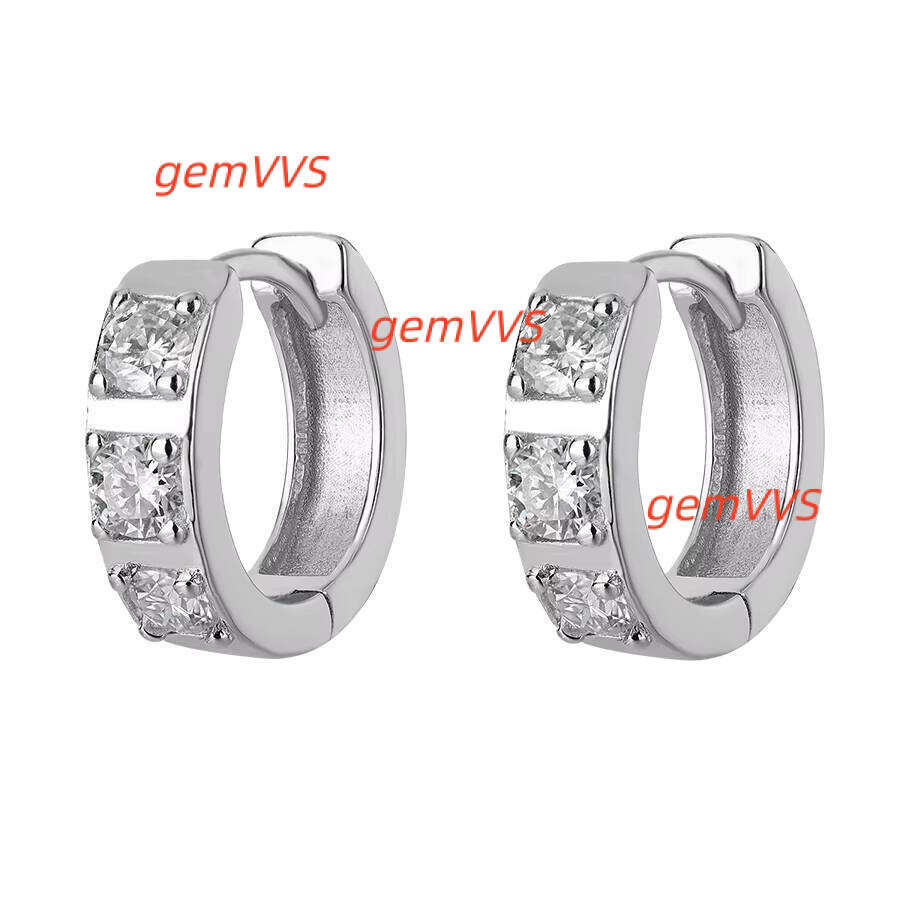Fine Round Cut 0.6Ct VVS D Color Moissanite Hoop Earrings S925 Silver 18K White Gold Plated Anti Tarnish Jewelry For Women 12/15