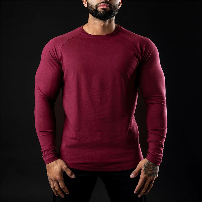 Men Compression Cotton T Shirt Fitness Long Sleeve Sport Tshirt Training Jogging Shirts Gym Sportswear Quick Dry Rashgard 260122