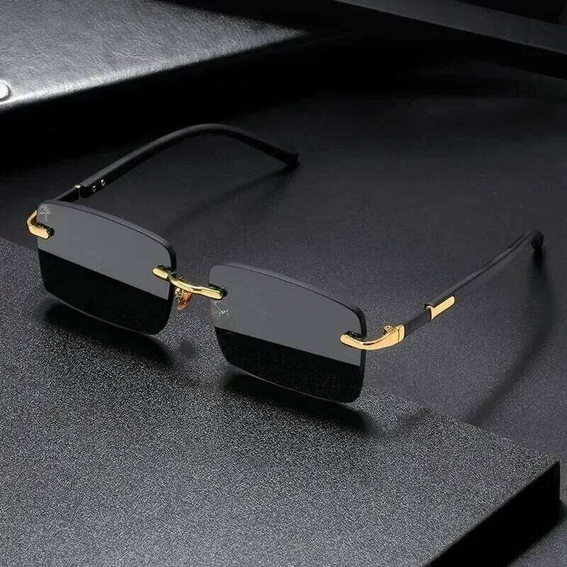 Retro Sunglasses Men Brand Designer Fashion Rimless Sun Glasses Shades Cutting Lens Ladies Frameless Eyeglasses Y260207