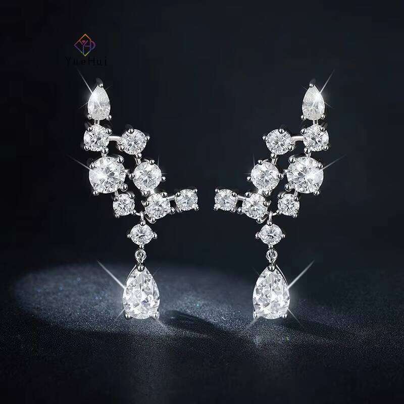 Jewellery Elegant Large Gra Certified 6.1Ct 5*8Mm Pear Cut 925 Sterling Silver Women All Moissanite Drop Earrings