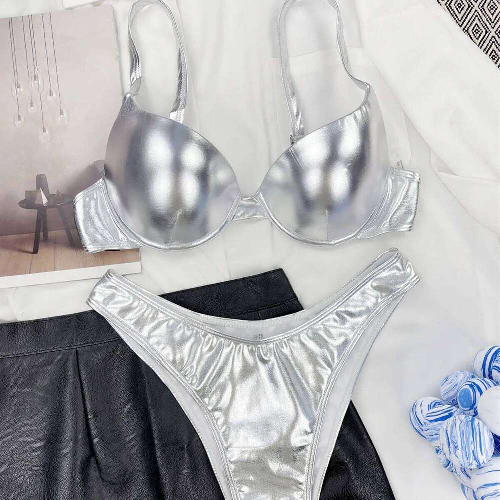 DEKA Silver Sexy Women Swimsuit Push-up Bra Bikini Set Two Piece Swim Suit Swimwear Low-waisted Beachwear Leopard Bathing C260207