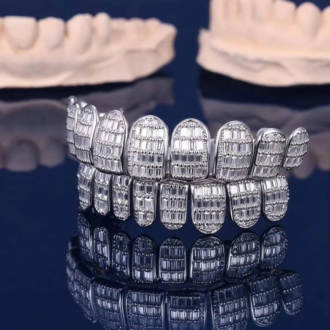Excellent Quality Lab Grown Moissanite Sterling Silver Yellow Gold Teeth Grillz Rhodium Plating Unisex Men Women Wedding Gift