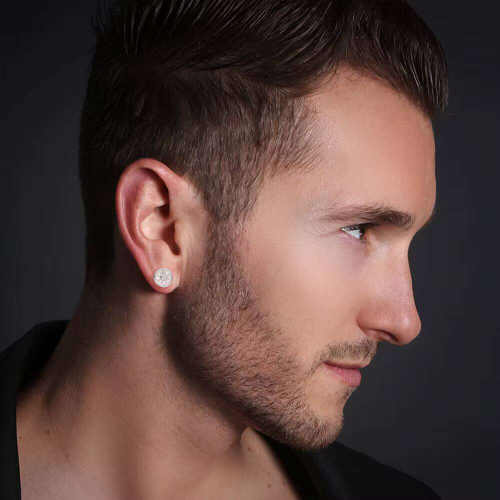 Hip Hop Fashion Luxury 925 Sterling Silver Rhodium Plated VVS Moissanite Diamond Screw Back Stud Earring For Men Women
