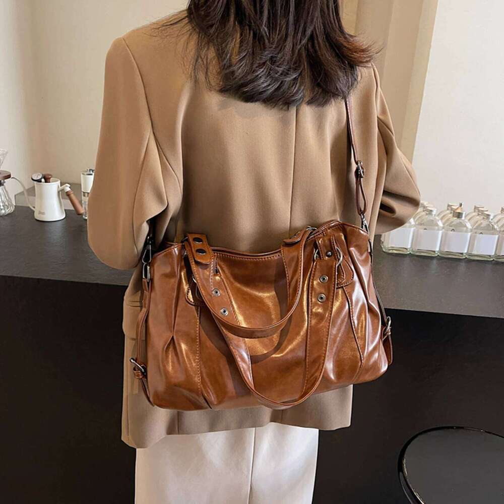 Retro Shoulder Women PU Leather Tote Fashion Large Capacity Crossbody Bag Top Handlebag Bags for Travel & Commuting C260207