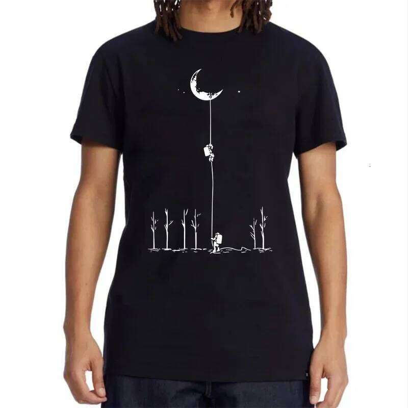 Summer Men's High Quality 100% Cotton Cool Funny Astronaut Print Casual Loose O-neck for Men Male T-shirt Hip Hop Tee C260207