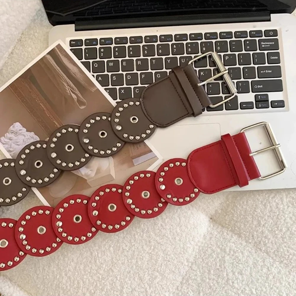 Womens Boho PU Leather Belt Handmade Hollow Out Y2K Waistband Adjustable Vintage Western Cowboy Style Fashion Accessory 260124