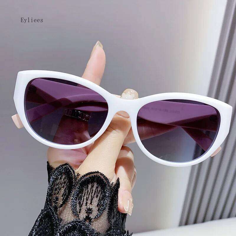 New Fashionable Sunglasses Women Black Plastic Elliptical Decoration Sun Glasses Men Luxury Brand Design Trendy Spectacle Uv400 Y260207