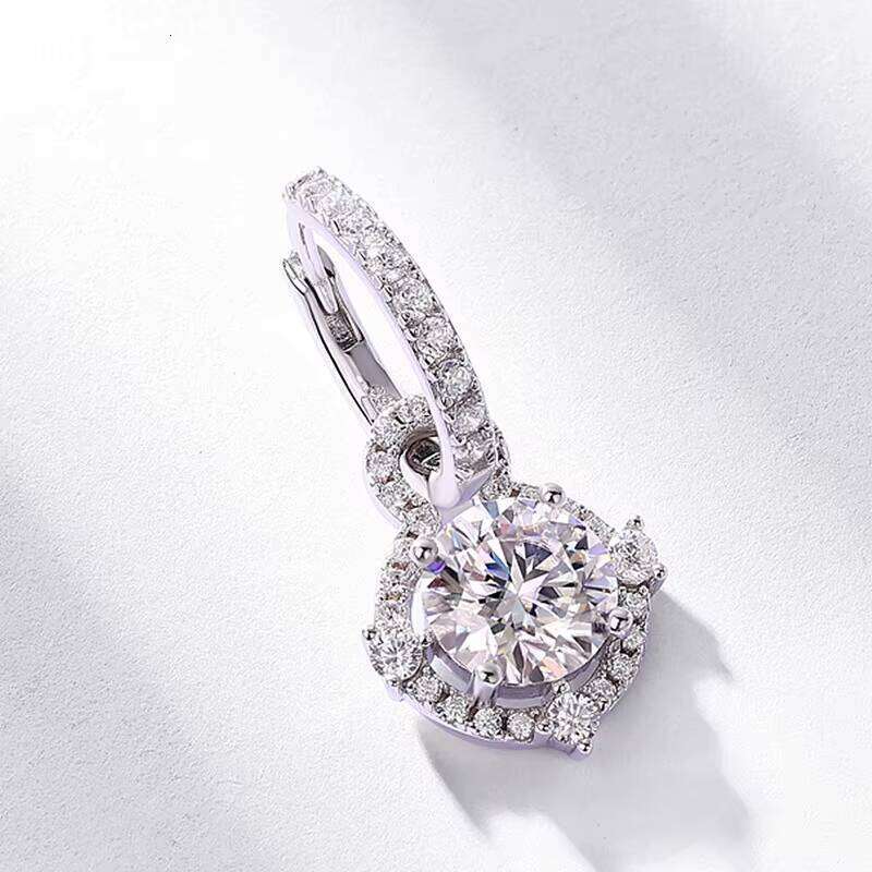 Cross Border Sparkling Moissanite Earrings Women S925 Silver Convertible Style Full Inlay Colored Gemstones