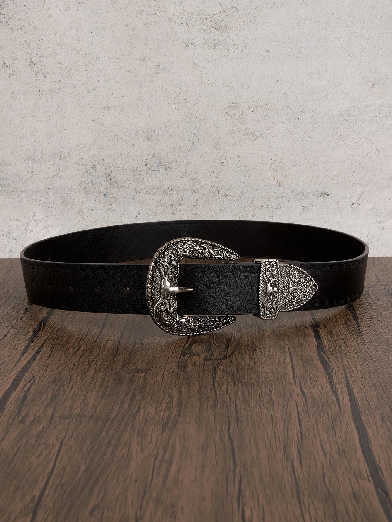 1pc Mens Western Style Distressed Textured Leather Belt Versatile For Summer Jeans Accessory 260124