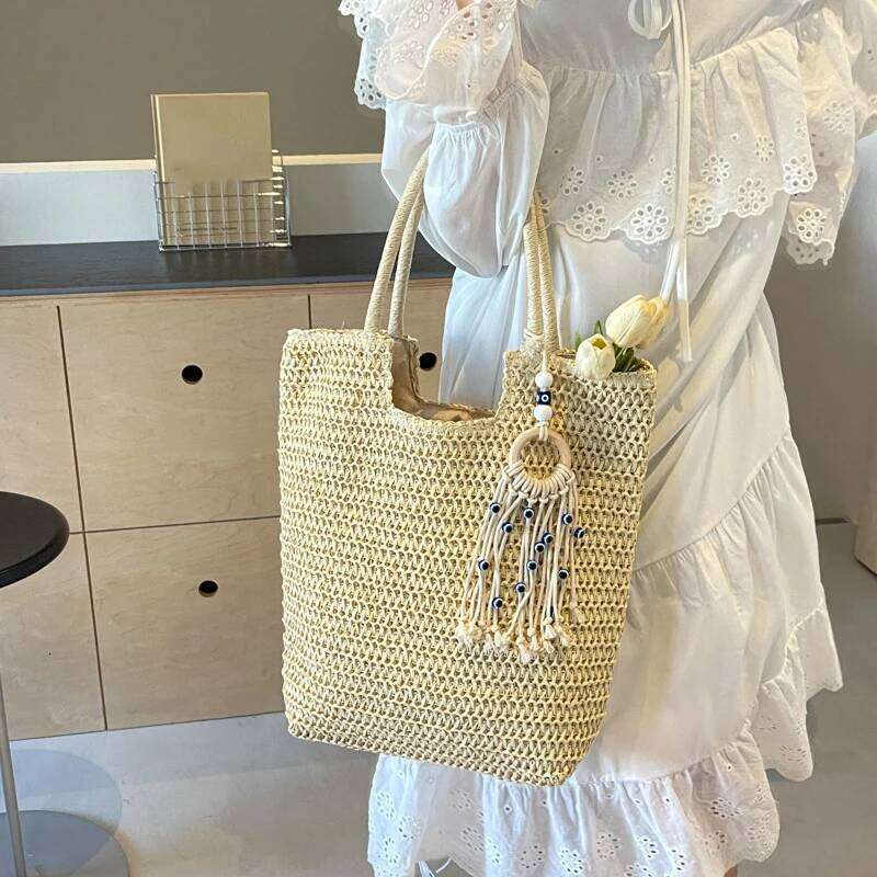 Bag With Tassels Bohomian Straw Handbag Large Capacity Vocation Handbags Perfect For Beach Pool And Travel C260207