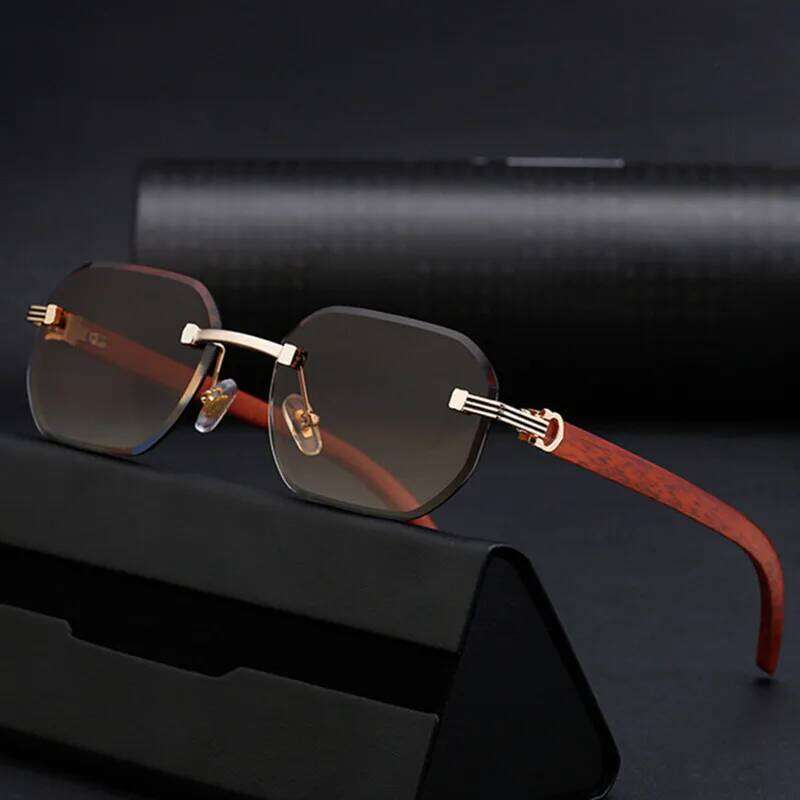 Vintage Square Rimless Sunglasses Men 2025 Luxury Brand Trendy Frameless Punk UV400 Eyewear Anti Blue Light Prescription Glasses Y260207