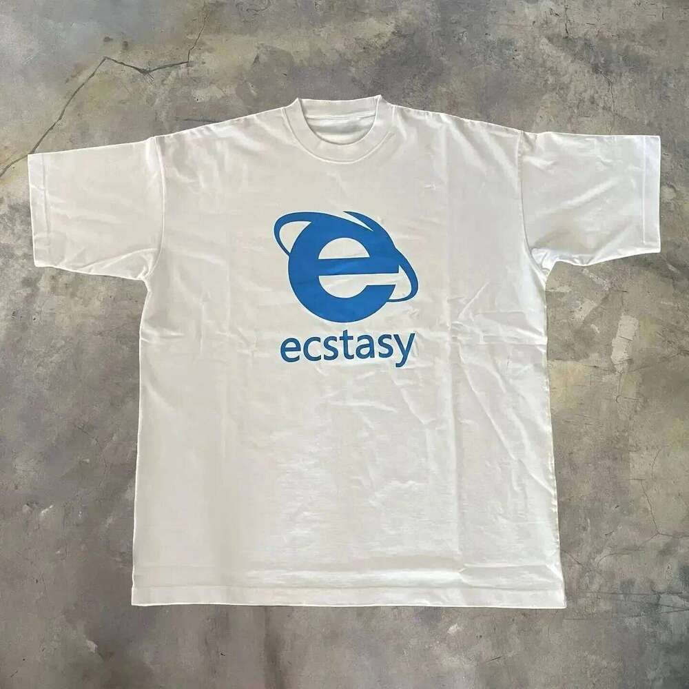 Streetwear Ecstasy New T Shirt Y2K Men's Harajuku White T-shirt Letter Pattern Printing Oversize Loose Short-sleeved Gothic Top C260207